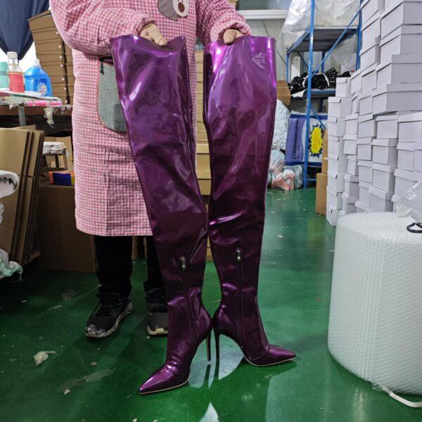 Solid Glossy Boots - Image 2
