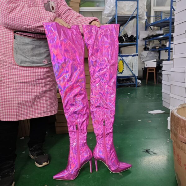 Solid Glossy Boots - Image 3