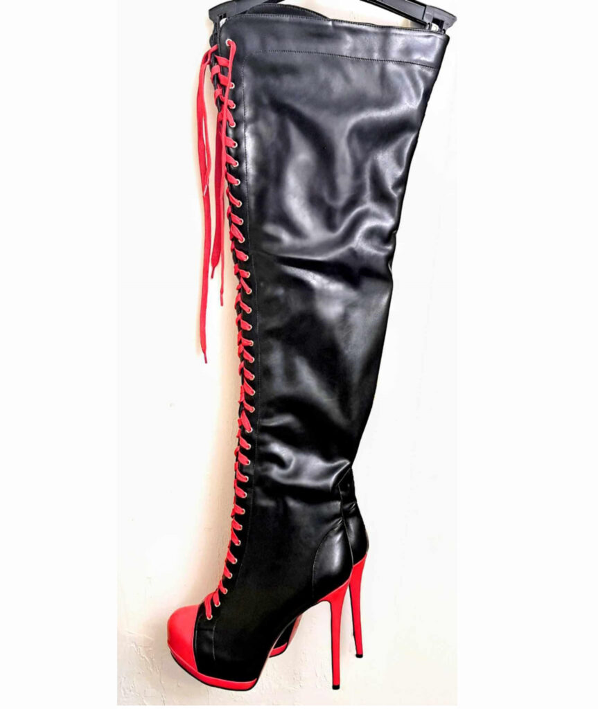 Red toe overknee boots