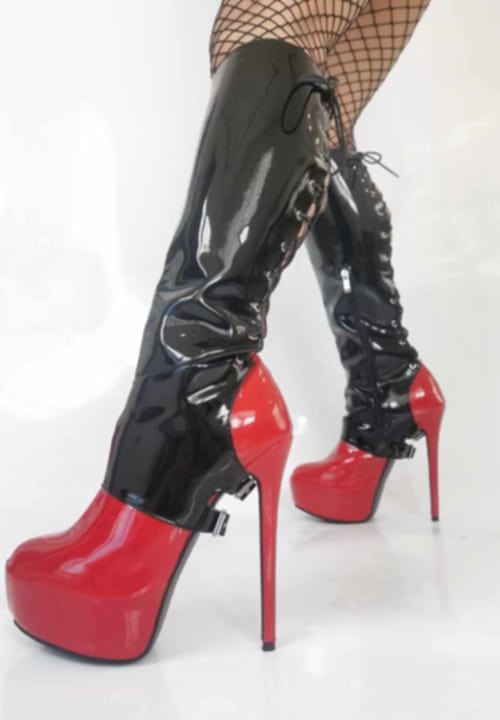 Black Red Knee Boots