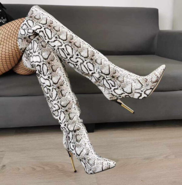 White Snake Skin Boots