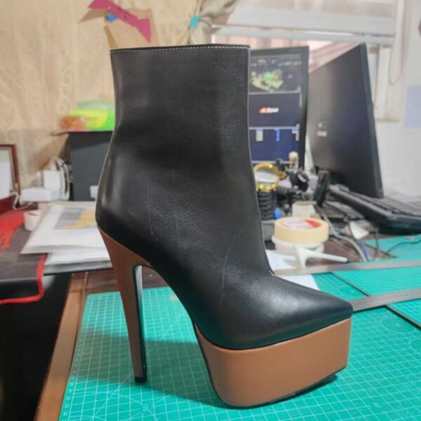 Black Brown Heel short boots - Image 2