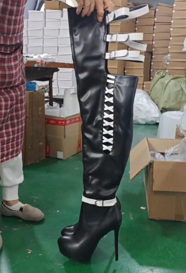Black White Cross Boots