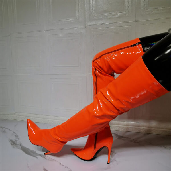 Orange Boots Side Zipper